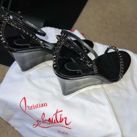 Christian Louboutin black spiked SO ME wedges 38 - Picture 2 of 12